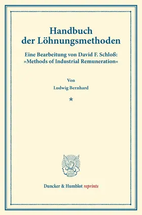 Schloß / Bernhard |  Handbuch der Löhnungsmethoden | Buch |  Sack Fachmedien