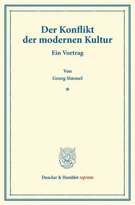 Simmel |  Der Konflikt der modernen Kultur | Buch |  Sack Fachmedien