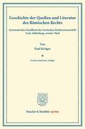 Krüger / Binding |  Geschichte der Quellen und Literatur des Römischen Rechts. | Buch |  Sack Fachmedien