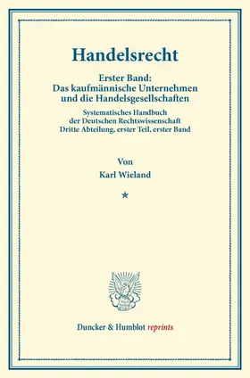 Wieland / Binding |  Handelsrecht. | Buch |  Sack Fachmedien