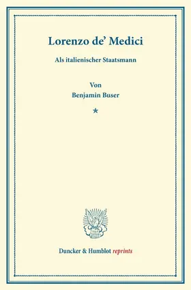 Buser |  Lorenzo de' Medici | Buch |  Sack Fachmedien