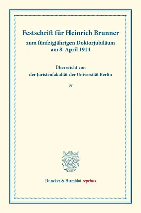 / |  Festschrift für Heinrich Brunner | Buch |  Sack Fachmedien