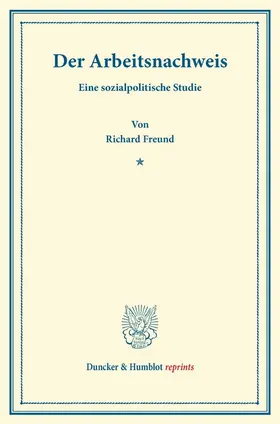 Freund |  Der Arbeitsnachweis | Buch |  Sack Fachmedien