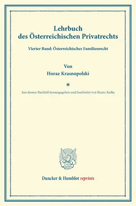 Krasnopolski / Kafka |  Lehrbuch des Österreichischen Privatrechts | Buch |  Sack Fachmedien