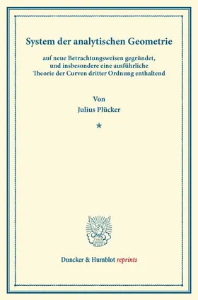 Plücker |  System der analytischen Geometrie, | Buch |  Sack Fachmedien