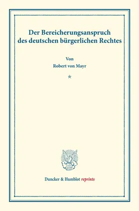 Mayr |  Der Bereicherungsanspruch | Buch |  Sack Fachmedien