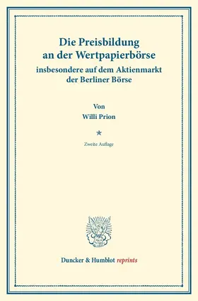 Prion |  Die Preisbildung an der Wertpapierbörse | Buch |  Sack Fachmedien