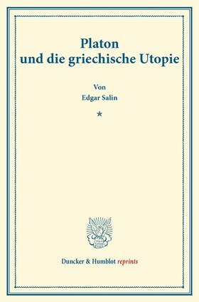Salin | Platon und die griechische Utopie | Buch | 978-3-428-16847-7 | sack.de