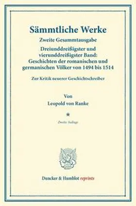 Ranke |  Sämmtliche Werke. | Buch |  Sack Fachmedien