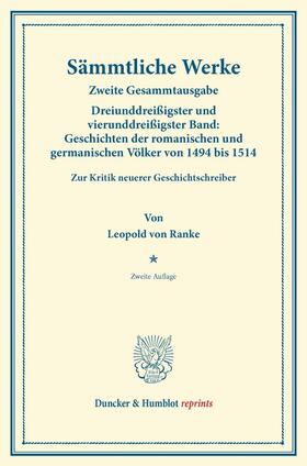 Ranke | Sämmtliche Werke. | Buch | 978-3-428-16884-2 | sack.de