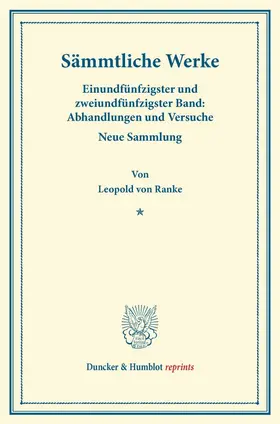 Ranke / Dove / Wiedemann |  Sämmtliche Werke | Buch |  Sack Fachmedien