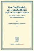 Schulze-Gaevernitz |  Der Großbetrieb, ein wirtschaftlicher und socialer Fortschritt | Buch |  Sack Fachmedien