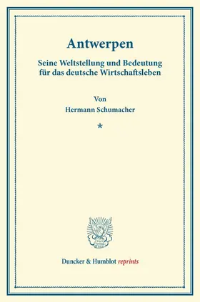 Schumacher |  Antwerpen. | Buch |  Sack Fachmedien