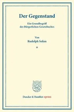 Sohm |  Der Gegenstand. | Buch |  Sack Fachmedien