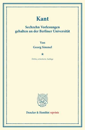 Simmel |  Kant. | Buch |  Sack Fachmedien
