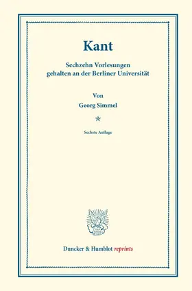 Simmel |  Kant. | Buch |  Sack Fachmedien