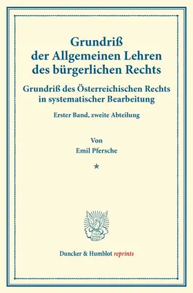 Pfersche / Finger / Frankl |  Grundriß der Allgemeinen Lehren des bürgerlichen Rechts. | Buch |  Sack Fachmedien