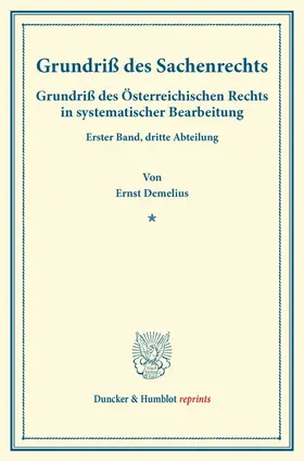 Demelius / Finger / Frankl |  Grundriß des Sachenrechts. | Buch |  Sack Fachmedien