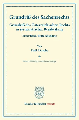 Pfersche / Finger / Frankl |  Grundriß des Sachenrechts. | Buch |  Sack Fachmedien