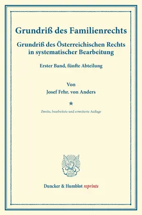 Anders / Finger / Frankl |  Grundriß des Familienrechts. | Buch |  Sack Fachmedien