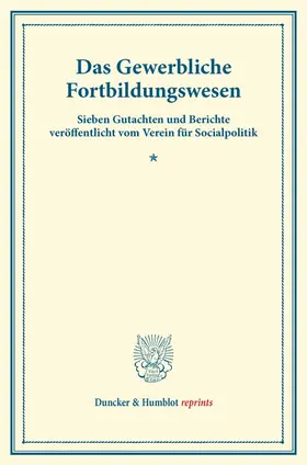 / |  Das Gewerbliche Fortbildungswesen. | Buch |  Sack Fachmedien