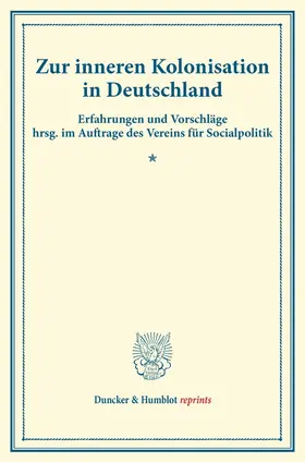 / |  Zur inneren Kolonisation in Deutschland. | Buch |  Sack Fachmedien