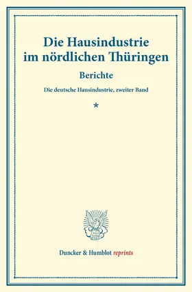 / |  Die Hausindustrie im nördlichen Thüringen. | Buch |  Sack Fachmedien