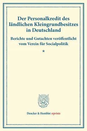 / |  Der Personalkredit des ländlichen Kleingrundbesitzes in Österreich. | Buch |  Sack Fachmedien