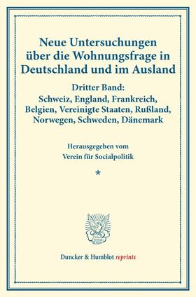 Neue Untersuchungen über die Wohnungsfrage in Deutschland und im Ausland. | Buch | sack.de