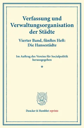 / |  Verfassung und Verwaltungsorganisation der Städte. | Buch |  Sack Fachmedien
