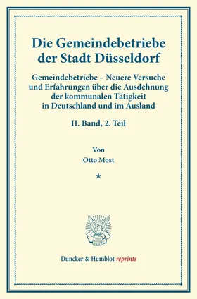 Most / Fuchs |  Die Gemeindebetriebe der Stadt Düsseldorf. | Buch |  Sack Fachmedien
