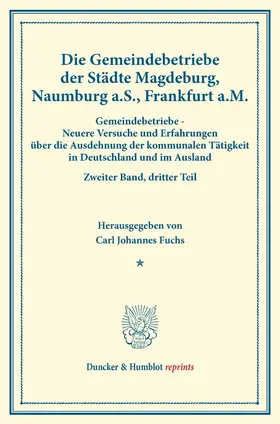 Fuchs |  Die Gemeindebetriebe der Städte Magdeburg, Naumburg a.S., Frankfurt a.M. | Buch |  Sack Fachmedien