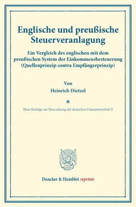 Dietzel / Herkner |  Englische und preußische Steuerveranlagung. | Buch |  Sack Fachmedien