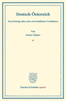 Stolper |  Deutsch-Österreich. | Buch |  Sack Fachmedien