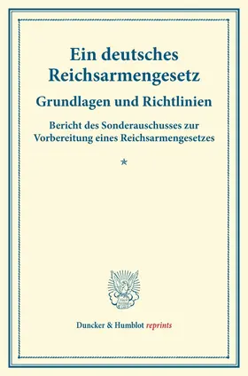 / |  Ein deutsches Reichsarmengesetz. | Buch |  Sack Fachmedien