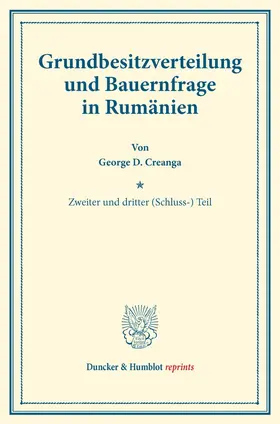 Creanga |  Grundbesitzverteilung und Bauernfrage in Rumänien | Buch |  Sack Fachmedien