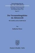 Niemz |  Der Versammlungsleiter im Aktienrecht. | Buch |  Sack Fachmedien