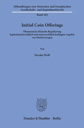 Wolf |  Initial Coin Offerings. | Buch |  Sack Fachmedien