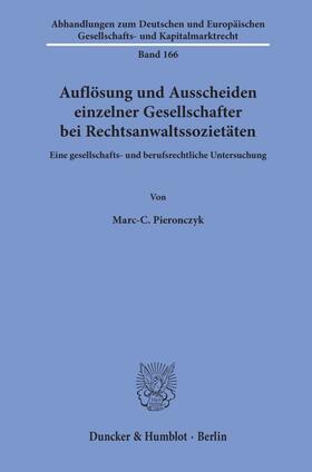 Pieronczyk | Pieronczyk, M: Auflösung und Ausscheiden einzelner Gesellsch | Buch | 978-3-428-18075-2 | sack.de