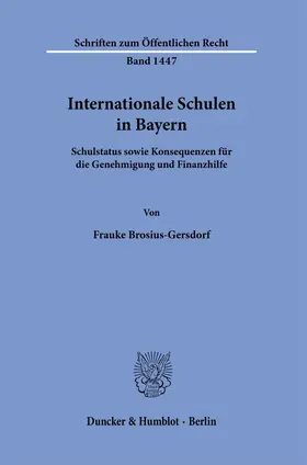 Brosius-Gersdorf |  Internationale Schulen in Bayern. | Buch |  Sack Fachmedien