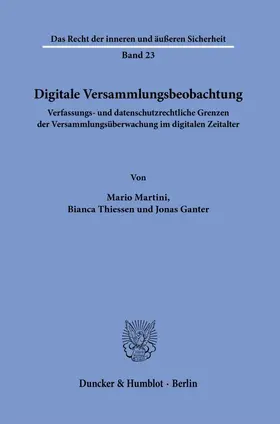 Ganter / Martini / Thiessen |  Digitale Versammlungsbeobachtung. | Buch |  Sack Fachmedien