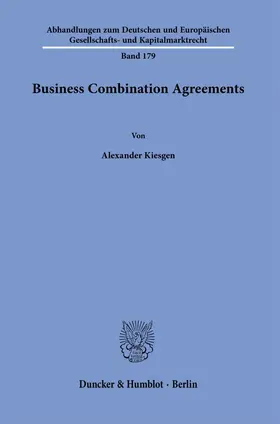 Kiesgen |  Business Combination Agreements. | Buch |  Sack Fachmedien