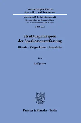 Josten |  Strukturprinzipien der Sparkassenverfassung. | Buch |  Sack Fachmedien