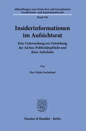 Suchsland |  Insiderinformationen im Aufsichtsrat. | Buch |  Sack Fachmedien