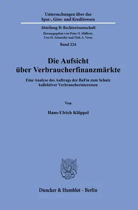 Klöppel | Die Aufsicht über Verbraucherfinanzmärkte | Buch | 978-3-428-18697-6 | sack.de
