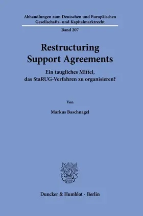 Baschnagel |  Restructuring Support Agreements. | Buch |  Sack Fachmedien