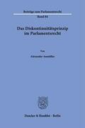 Aumüller |  Das Diskontinuitätsprinzip im Parlamentsrecht. | Buch |  Sack Fachmedien