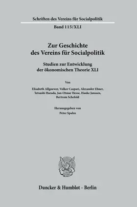 Spahn | Zur Geschichte des Vereins für Socialpolitik. | Buch | 978-3-428-18972-4 | sack.de