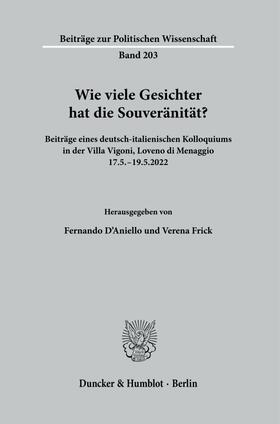 D'Aniello / Frick | Wie viele Gesichter hat die Souveränität? | Buch | 978-3-428-18978-6 | sack.de