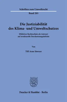 Storzer |  Die Justiziabilität des Klima- und Umweltschutzes. | Buch |  Sack Fachmedien